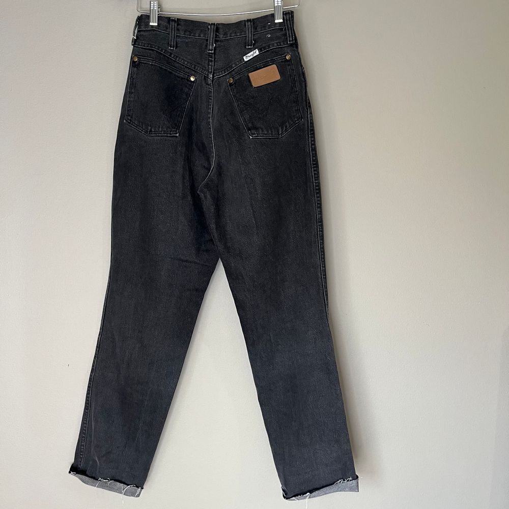 Vintage Y2K 90s Wrangler Black Denim High Rise‎ Jeans Size 9X34 Straight Leg USA - Picture 2 of 4